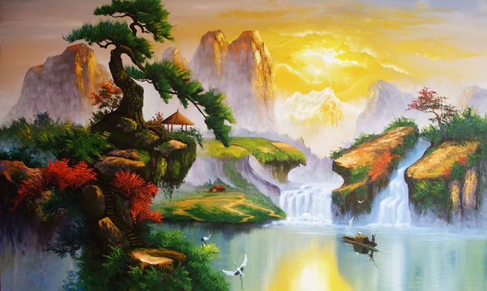 7 mẫu tranh nhật xuất thiên sơn đẹp, ý nghĩa, tranh nhat xuat thien son -  Alomuabannhadat.vn