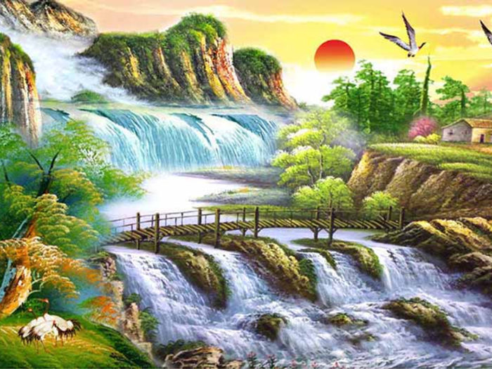 Tranh sơn thủy đẹp, ý nghĩa và cách chọn chuẩn phong thủy