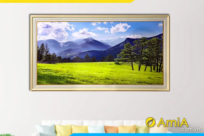 Tranh phong cảnh đẹp thảo nguyên xanh đồi núi AmiA NUI114