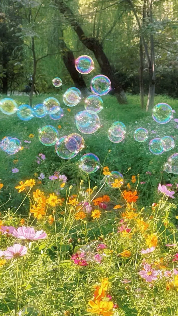 Vintage Wallpaper with Soap Bubbles and Flowers | Nhiếp ảnh thiên nhiên, Nghệ thuật phong cảnh,