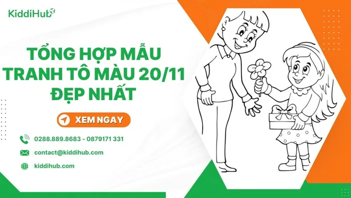 Tổng hợp mẫu tranh tô màu 20/11 đẹp nhất