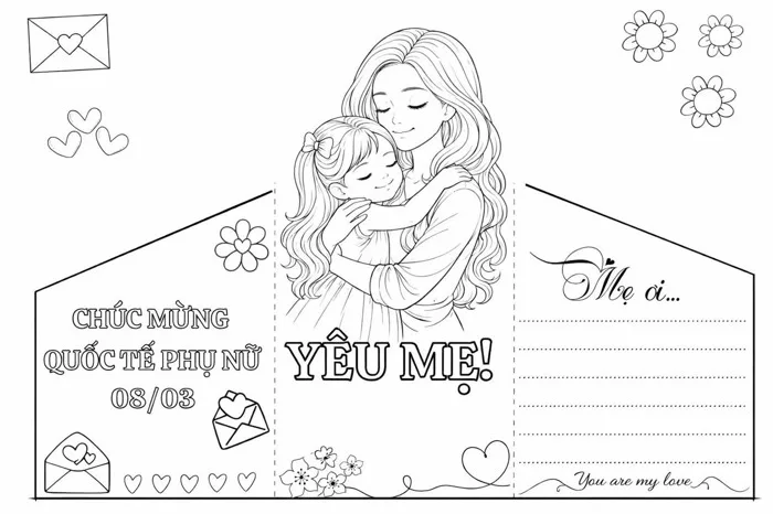 Tranh tô màu Mừng ngày Quốc tế Phụ nữ 8/3