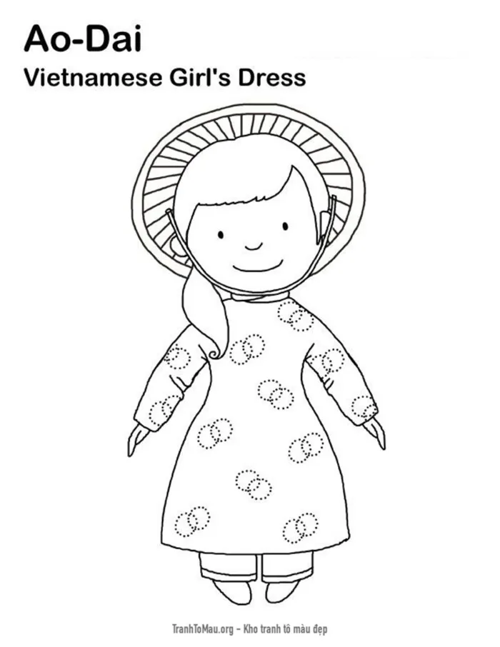 Tải tranh tô màu Cô Gái Trong Bộ Áo Dài