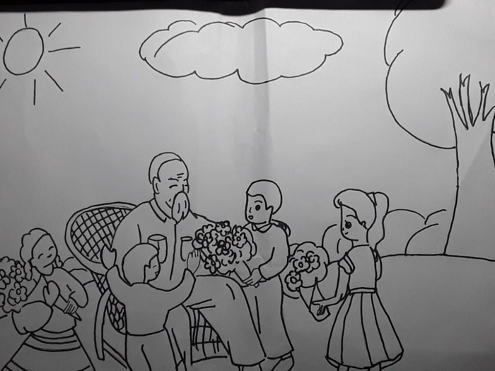 Tranh tô màu Bác Hồ và thiếu nhi