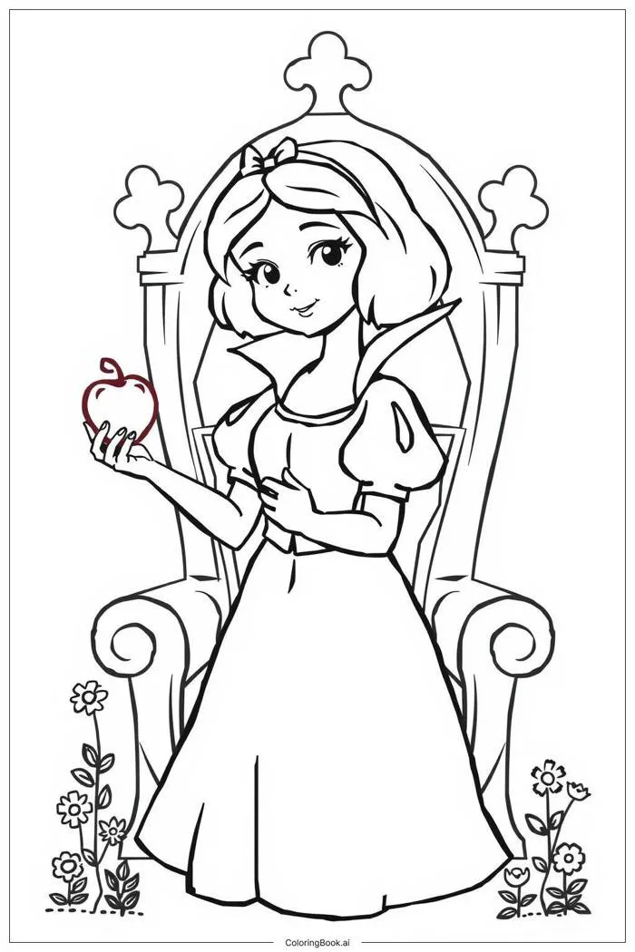 Trang Tô Màu Bạch Tuyết Cầm Quả Táo Độc (Có thể In Miễn Phí dưới định dạng  PDF & PNG)