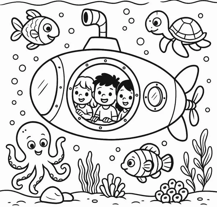 Tranh tô màu biển cả, dạy bé hiểu về sinh vật sống dưới biển