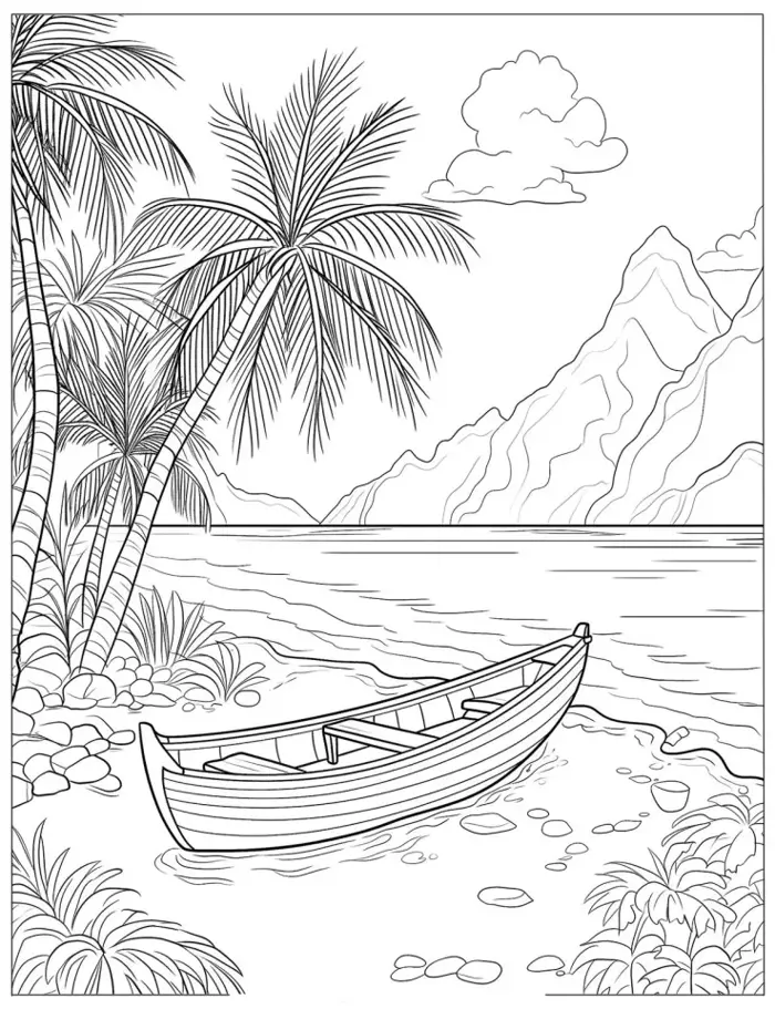 Bộ tranh (45 tờ) tô màu cho bé và người lớn khổ giấy lớn A4 (70gsm) - Bãi  biển mùa hè - Tặng 1 tranh ngẫu nhiên Tranh Tô Màu Chì Chất