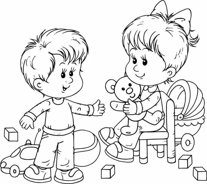 Tô màu Bạn Trai và Bạn Gái Đáng Yêu - Trang Tô Màu Cho Bé