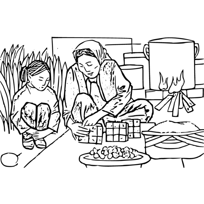 Tranh Tô Màu Bánh Chưng: Gợi Nhớ Nét Đẹp Truyền Thống của Tết Nguyên Đán - Tô  màu trực tuyến