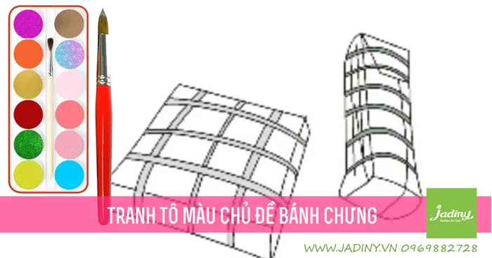 Tranh tô màu bánh chưng chủ đề ngày tết cho bé – Jadiny