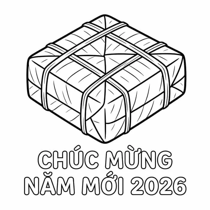 Tô màu Bánh Chưng Chúc Mừng Năm Mới 2026 - Trang Tô Màu Cho Bé
