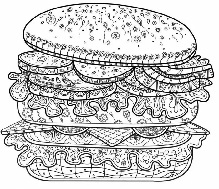 Tranh tô màu hamburger thú vị giúp bé phát triển kỹ năng