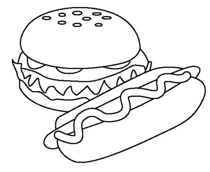 Tô màu Hamburger và Bánh Mì - Trang Tô Màu Cho Bé