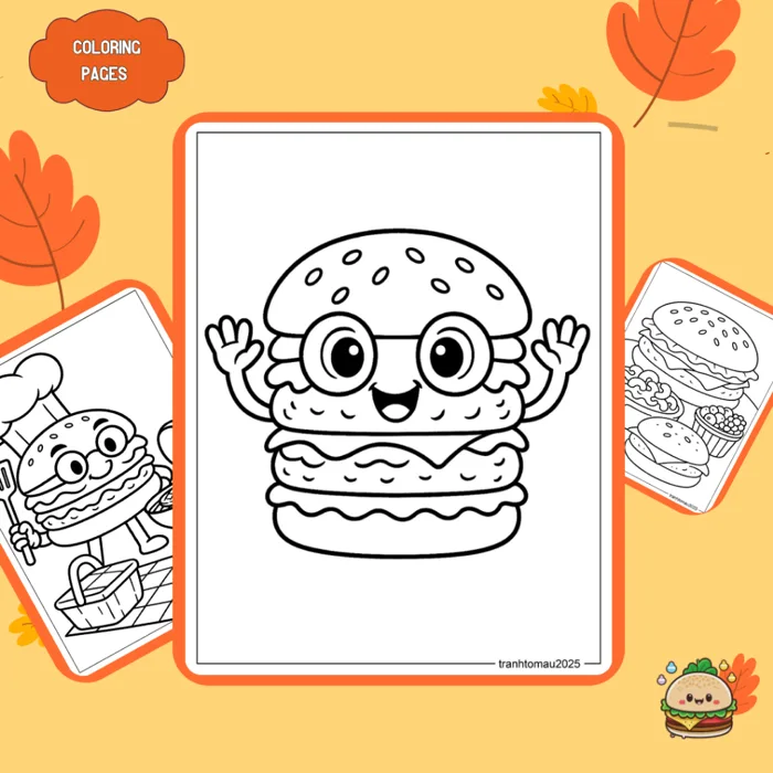 Bộ 50/25/10 tờ tranh tô màu, tranh tập tô cho bé hình bánh Hamburger, giấy  A4, A5 thường 70gsm HB737T | Shopee Việt Nam