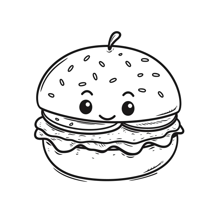 Tải miễn phí Phác Thảo Phác Thảo Phim Hoạt Hình Burger Với Nụ Cười Cho Các  Trang Vẽ Vector Trường Mầm Non Công cụ đồ họa | PNG chuyên nghiệp - Pikbest