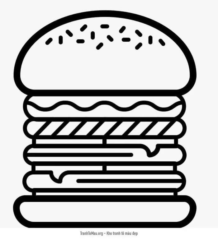 Tải tranh tô màu Hamburger Nhiều Lớp Đơn Giản