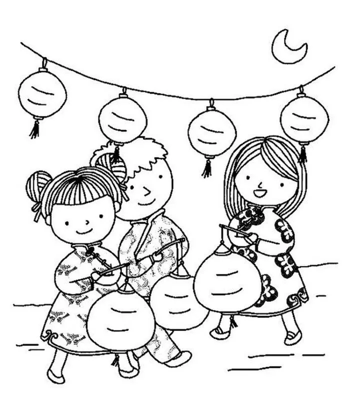 Trọn bộ tranh tô màu Tết trung thu cho bé sắc nét, tải miễn phí