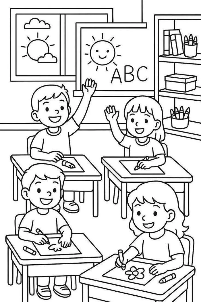 Tranh tô màu trường học, giúp bé hào hứng làm quen năm học mới