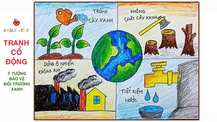 Vẽ tranh cổ động bảo vệ môi trường | Tranh bảo vệ trái đất xanh | Vì môi  trường tương lai #smileart
