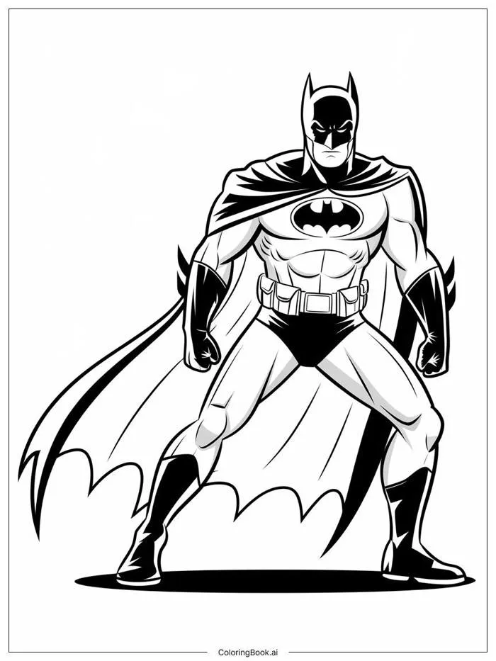 Trang Tô Màu Trang tô màu Batman trong tư thế chiến đấu cổ điển (Có thể In  Miễn Phí dưới định dạng PDF & PNG)