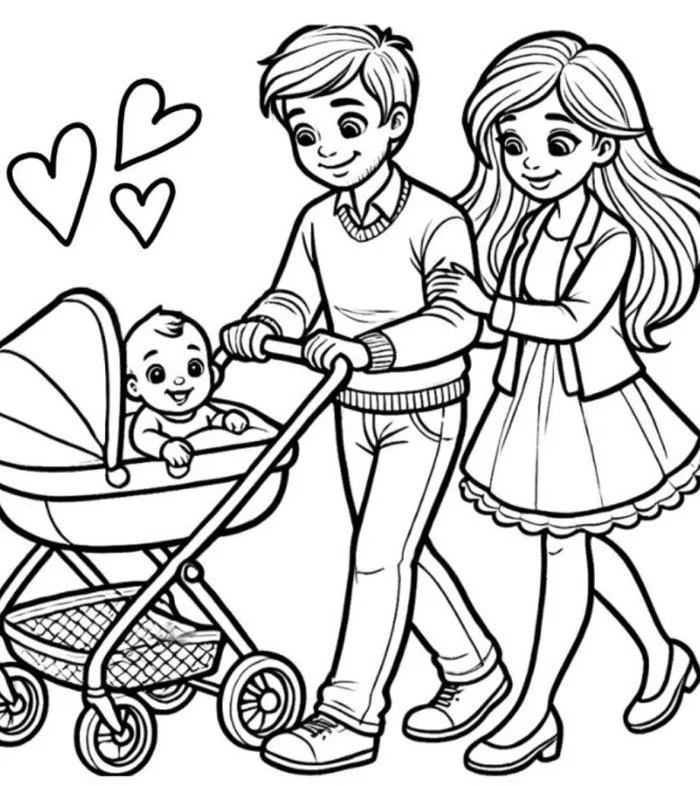 20 bức tranh tô màu gia đình, dạy bé biết yêu thương, gắn kết tình cảm