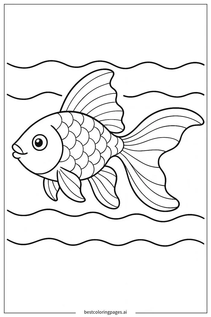 Cá Vàng Bơi Lội Trang tô màu - In miễn phí | BestColoringPages AI