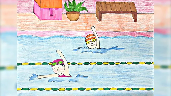 Vẽ tranh Thể thao Văn nghệ | Vẽ Thể thao Bơi lội | Vẽ người đang bơi