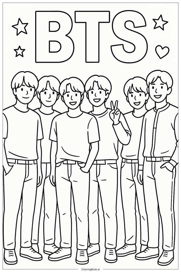 50 trang tô màu BTS (PDF và PNG miễn phí)