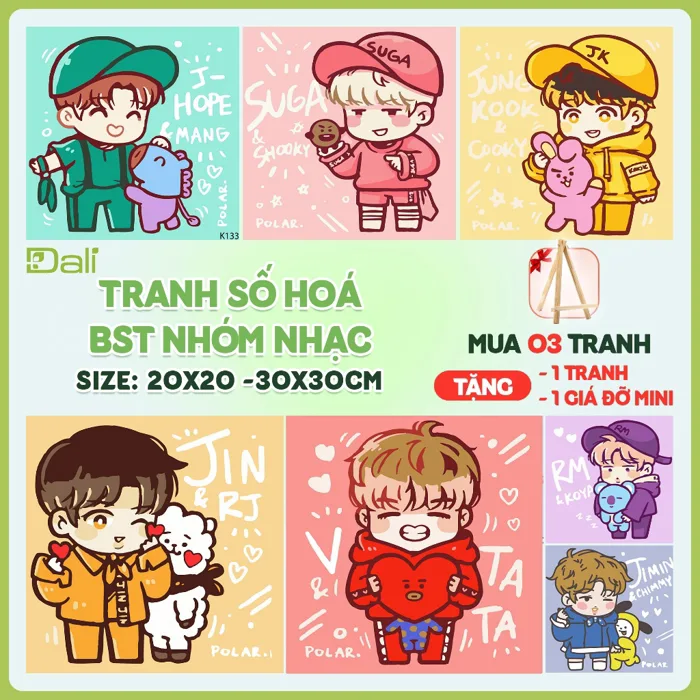 Tranh tô màu số hóa nhóm nhạc BTS | Shopee Việt Nam