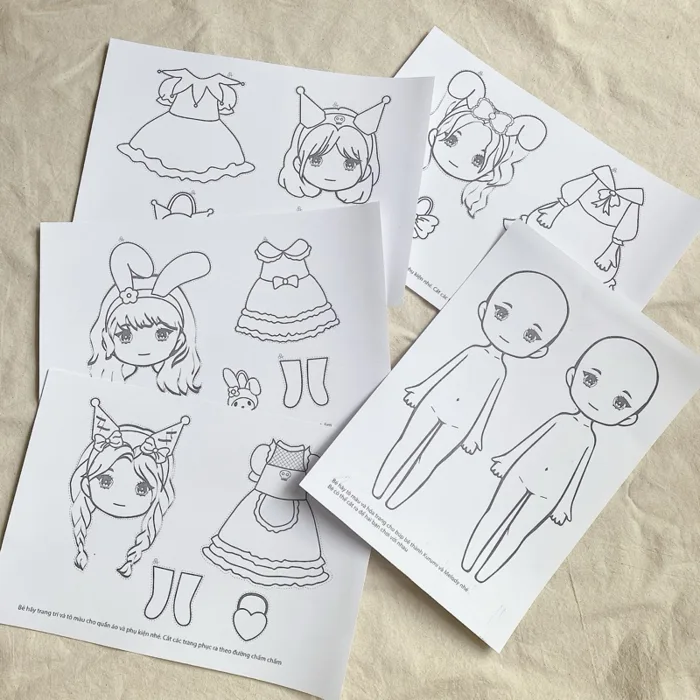 Bộ tranh tô màu + thiết kế thời trang + chơi búp bê cho bé | Shopee Việt Nam