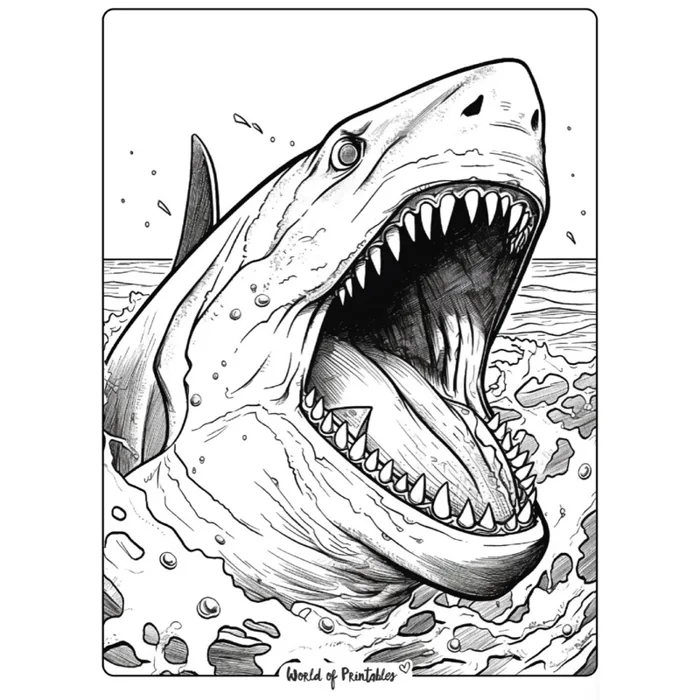Cá Mập Shark (phong cách Chibi) - Set 20 Tờ Tranh Tô Màu A4 A5 - TRANH TÔ  MÀU COLOR LAND