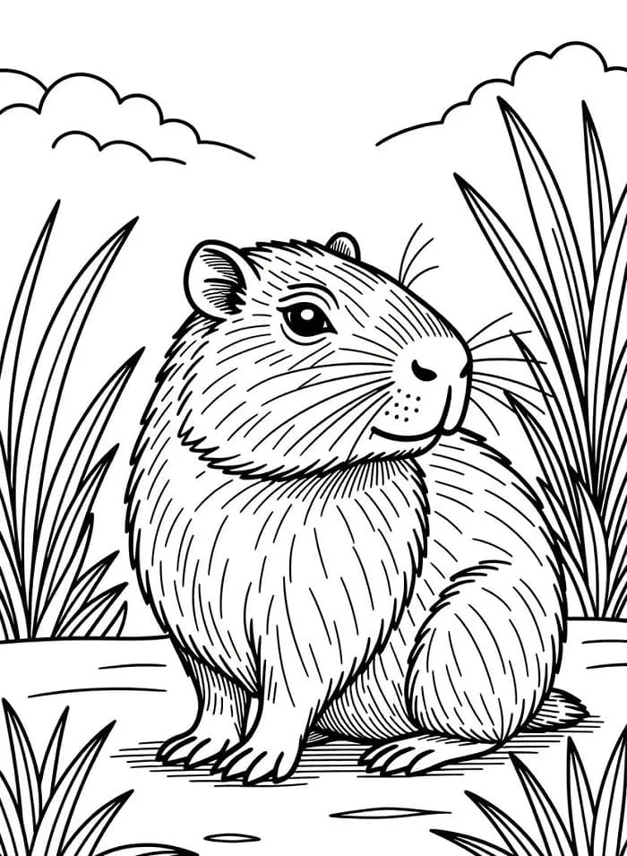 Tô màu Capybara Cute - Trang Tô Màu Cho Bé