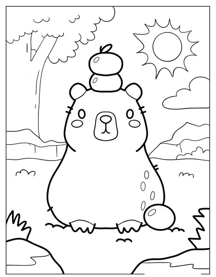20 bức tranh tô màu capybara, bé tô điểm thêm màu sắc cho loài động vật  đáng yêu nhất thế giới