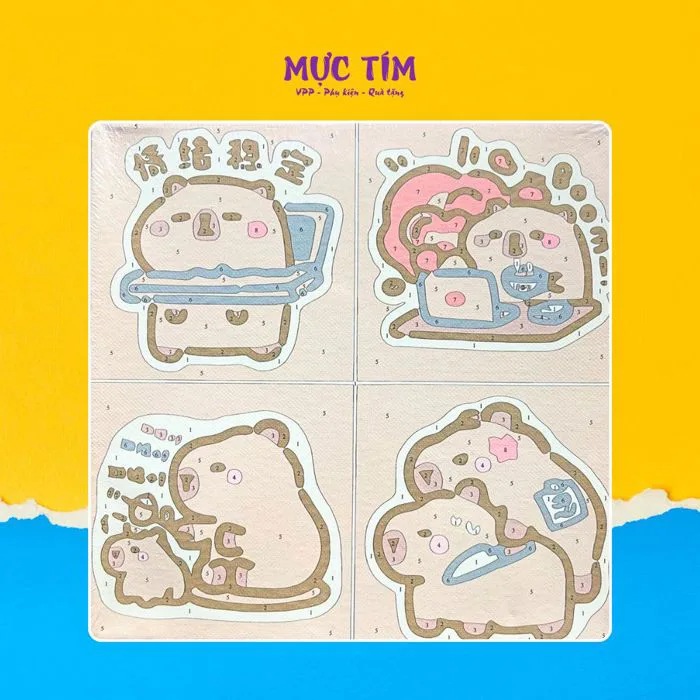 Tranh tô màu số hoá Capybara 20cmx20cm