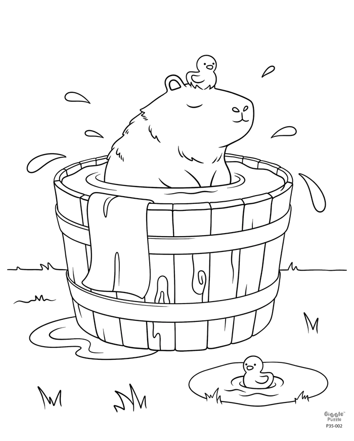 Puzzle Tô Màu - Capybara Trong Chậu Tắm