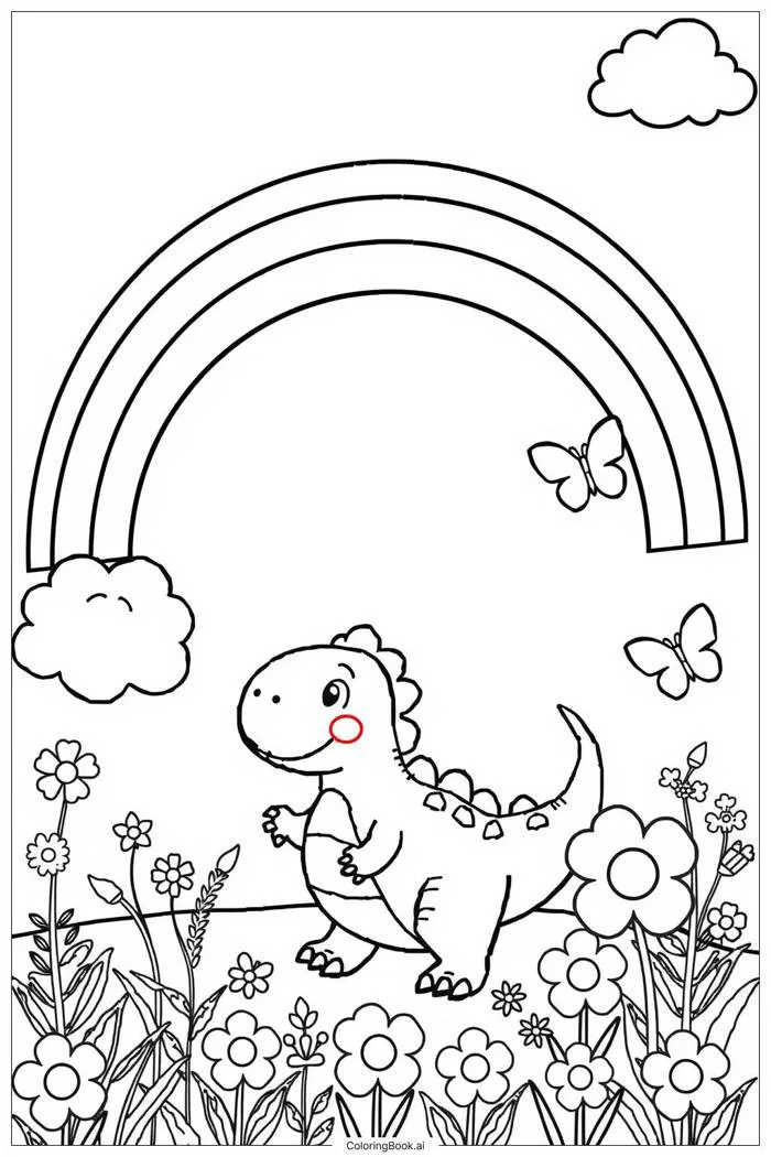 Trang Tô Màu Cuộc phiêu lưu Cầu vồng Khủng long (Có thể In Miễn Phí dưới  định dạng PDF & PNG)