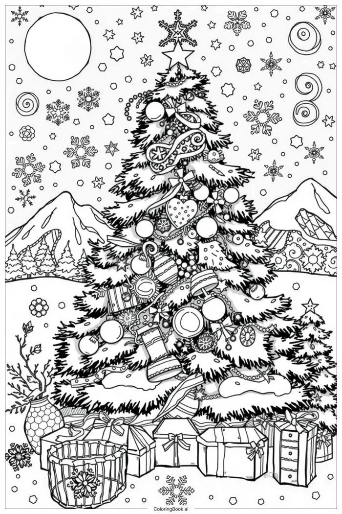 52 trang tô màu cây thông noel (PDF và PNG miễn phí)