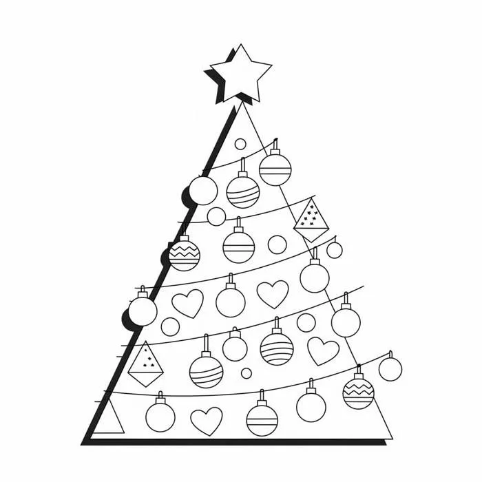 Tô màu Cây Thông Noel Đơn Giản - Trang Tô Màu Cho Bé
