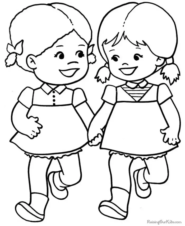 Tranh tô màu chủ đề bản thân: bé gái