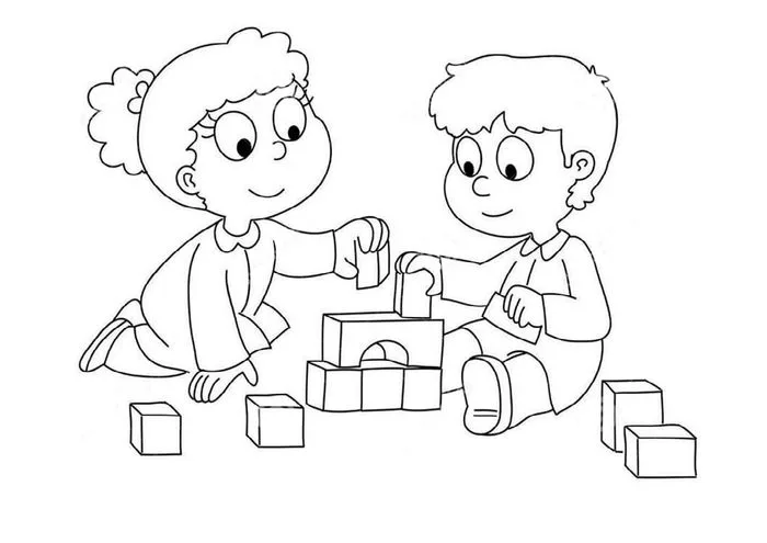 Tranh tô màu chủ đề trường mầm non