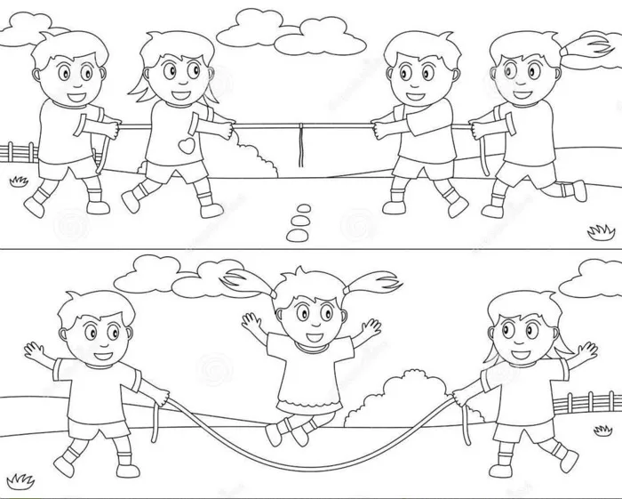Tranh tô màu chủ đề trường mầm non