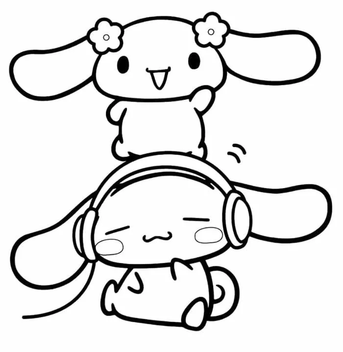 Tranh tô màu Cinnamoroll nghe nhạc « in trực tiếp