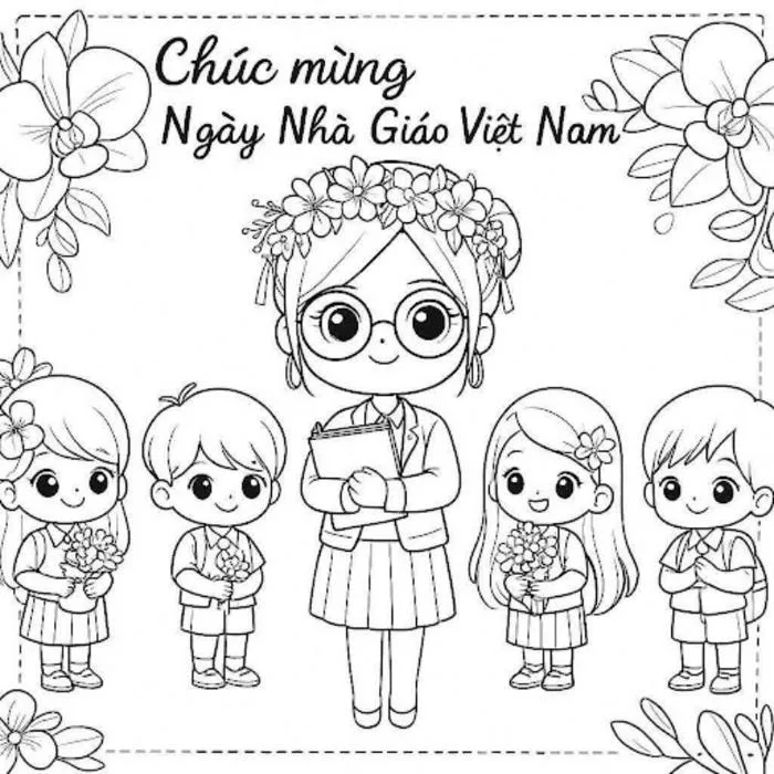 Tranh Tô Màu Cô Giáo Đẹp Cho Bé Tập Tô Và Sáng Tạo