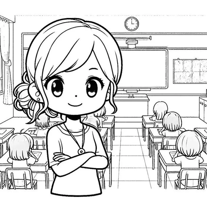 200+ tranh tô màu cô giáo và học sinh đáng yêu, dễ tô, tải miễn phí