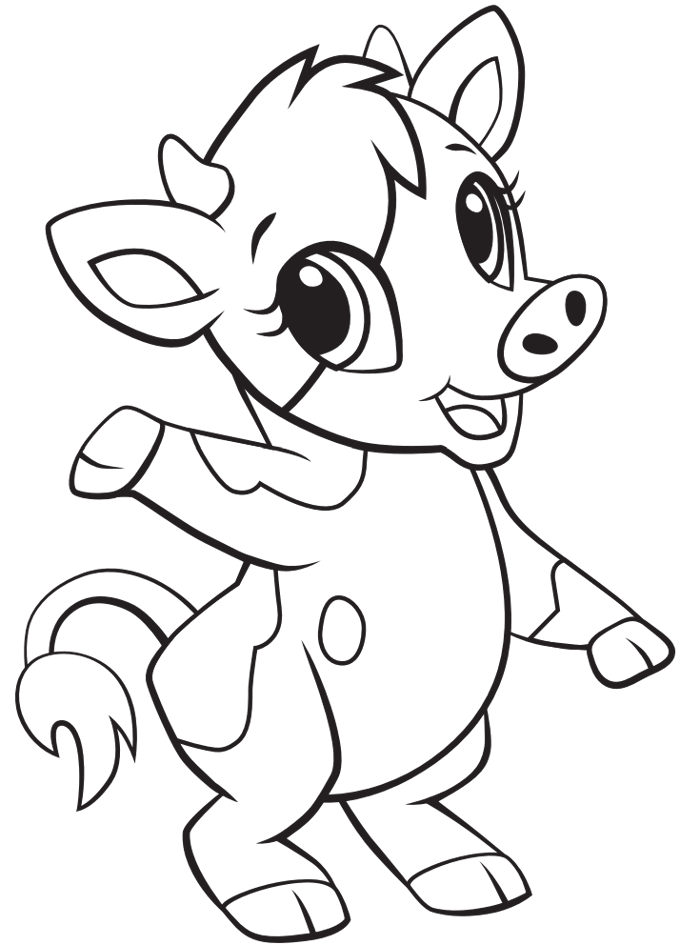 Tô màu bò con cute - Trang Tô Màu Cho Bé