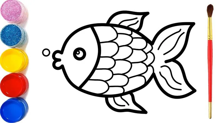 Vẽ và tô màu chú cá vàng rực rỡ | Dạy bé vẽ | Dạy bé tô màu | Fish Drawing  and Coloring for Kid
