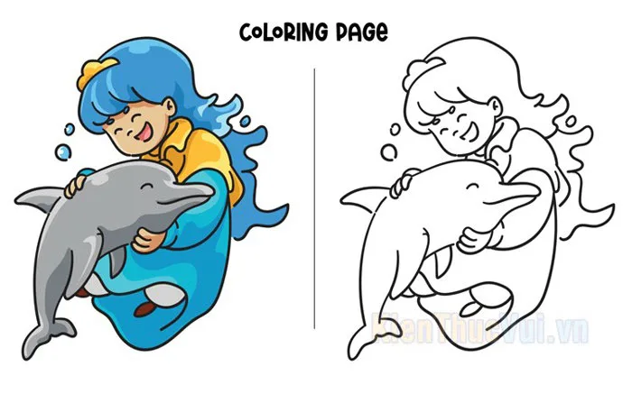 Tranh tô màu con cá heo