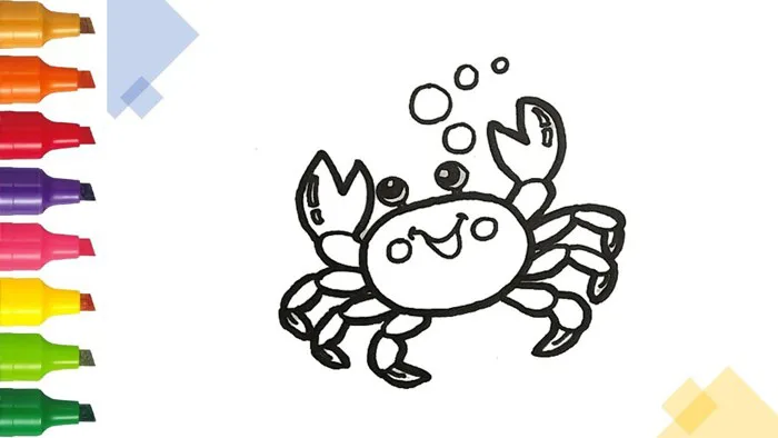 Vẽ và tô màu con cua | Draw and Coloring a Crab | Drawing Tutorials