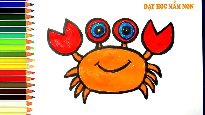 Hướng dẫn cách vẽ CON CUA, tô màu CON CUA - How to draw a Crab step by step
