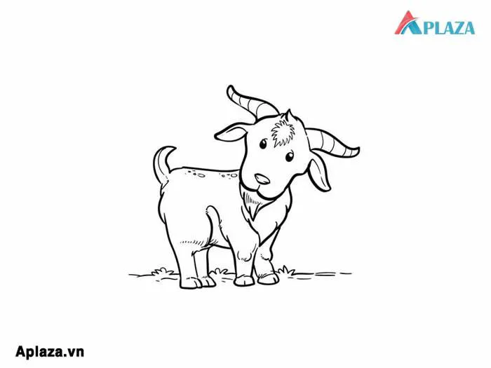 Tải về mẫu tô màu con Dê vừa dễ thương, sắc nét cho bé